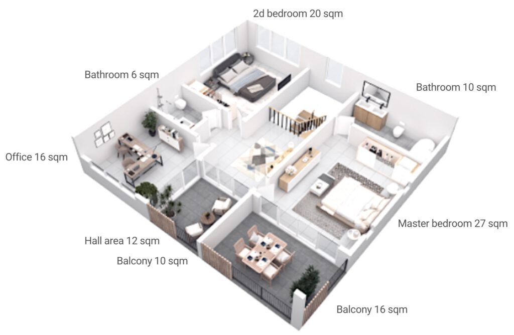 Second floor plan - Vector - Coco Villa, Koh Samui